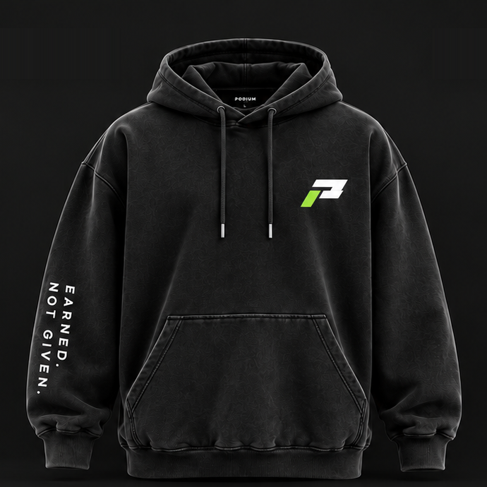 PODIUM Heavyweight Hoodie in Black, front