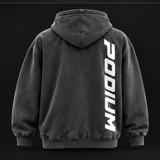 PODIUM Heavyweight Hoodie in Dark Gray, back