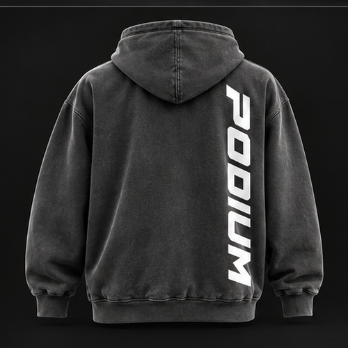 PODIUM Heavyweight Hoodie in Dark Gray, back
